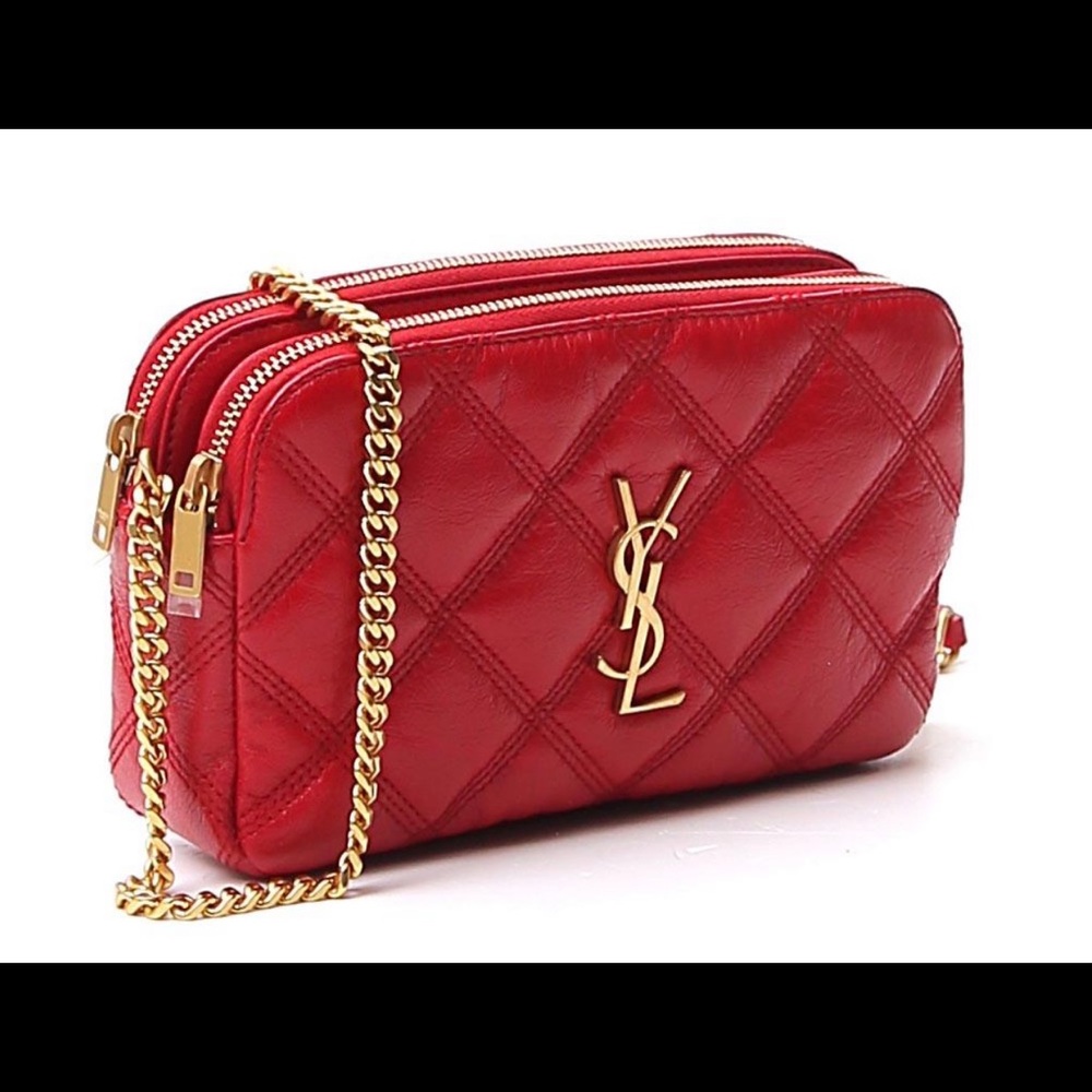 Saint Laurent
Becky Double-Zip Leather Pouch